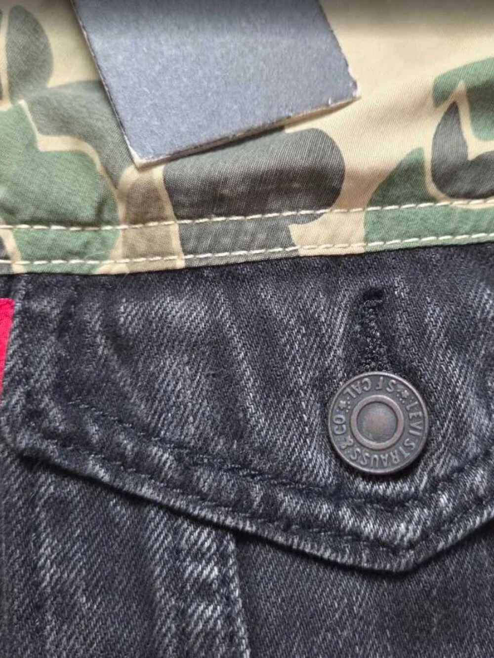 New L Levi's x Justin Timberlake Fresh Leaves hybrid camo hooded trucker jacket